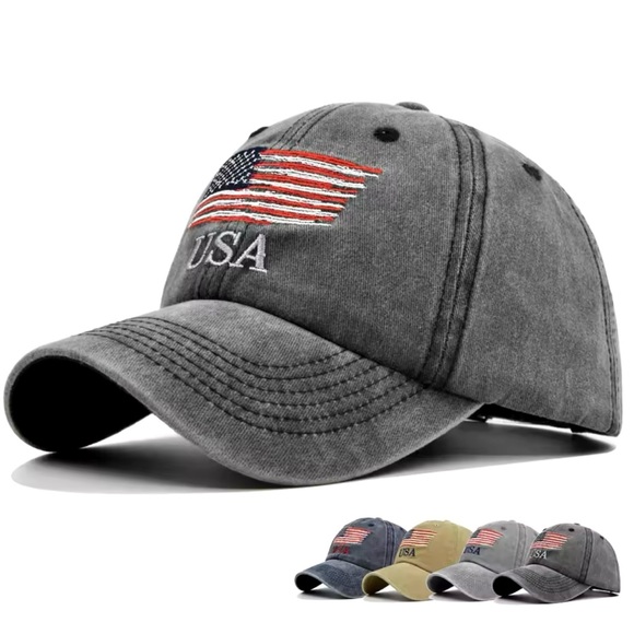 American Flag Side Embroidery Baseball Caps Adjustable Casual Hat new in bag - Picture 6 of 13